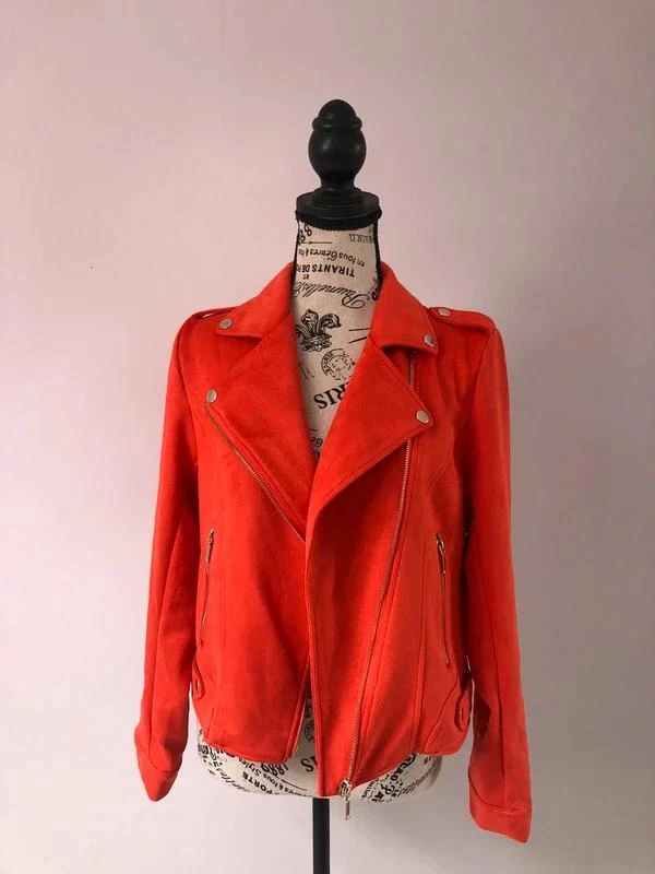 Jacket / Orange suede effect Perfecto – La Halle – Size 38 (M) – photo 9